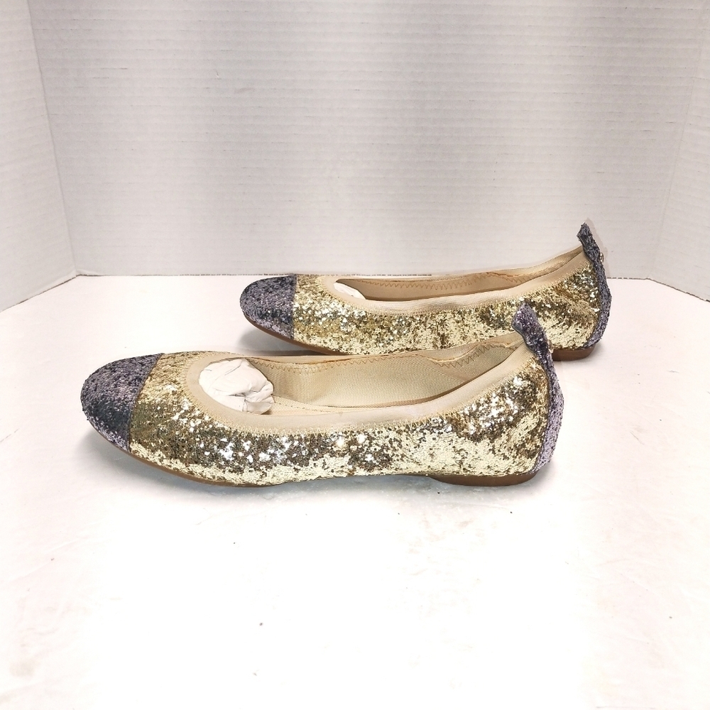 Vera Wang Gold & Silver Glitter Ballet Flats NWT | Designer Sparkle Flats Women’ - Picture 2 of 7